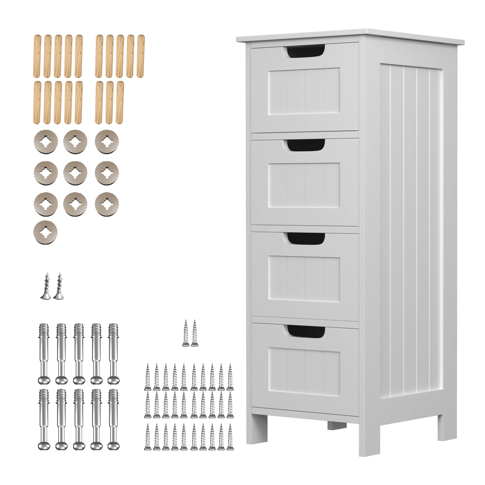 DayPlus Chest of Drawers Storage Cabinet Bedroom,White Chest of Drawers, 4 Drawers Dresser for Bedroom,Living Room,Hallway