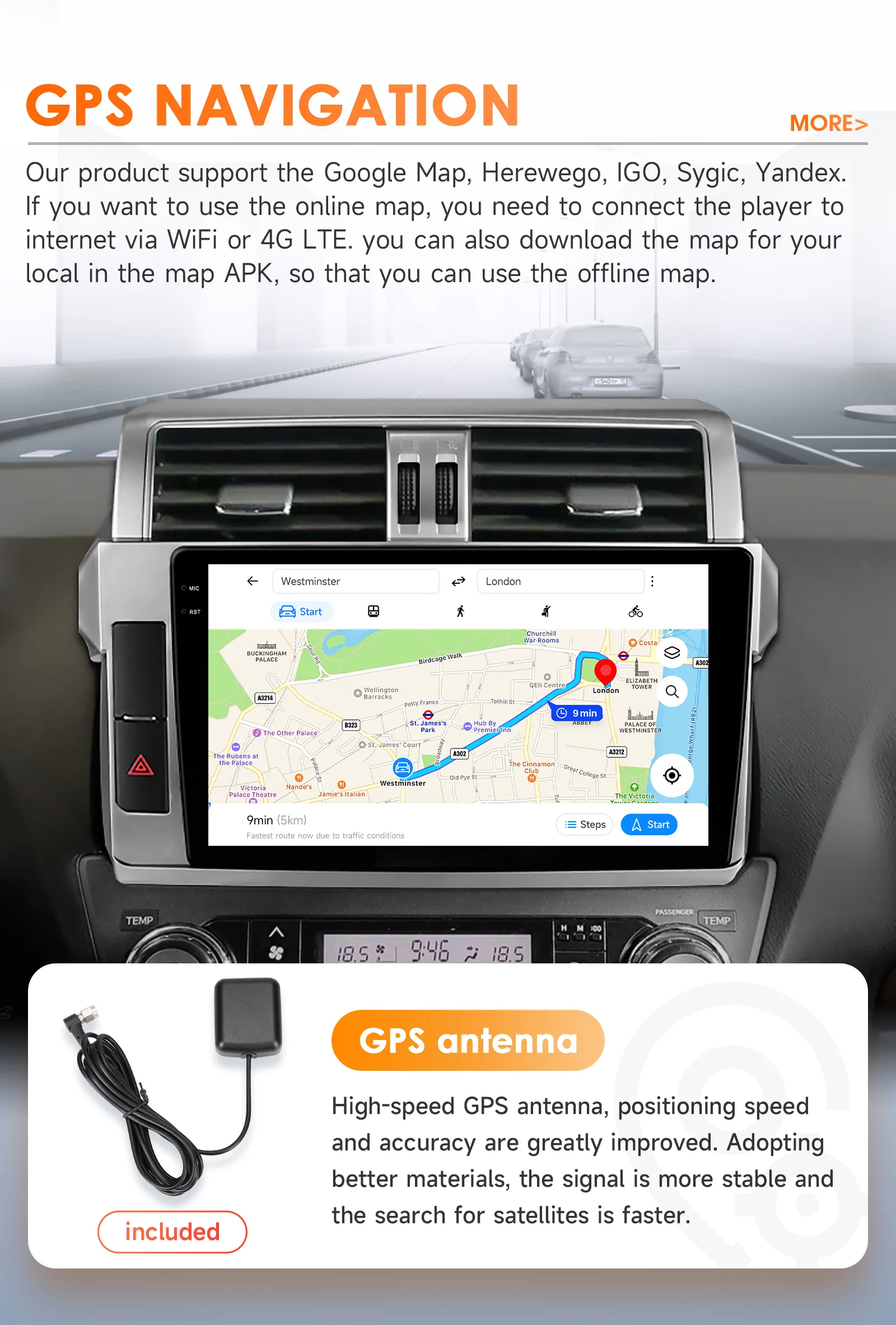 Hizpo 2 din Android 14 AutoradiogramFor Toyota Land Cruiser Prado 150 2013-2017 Car Radio Multimedia Navigation CarPlay Stereo 6115