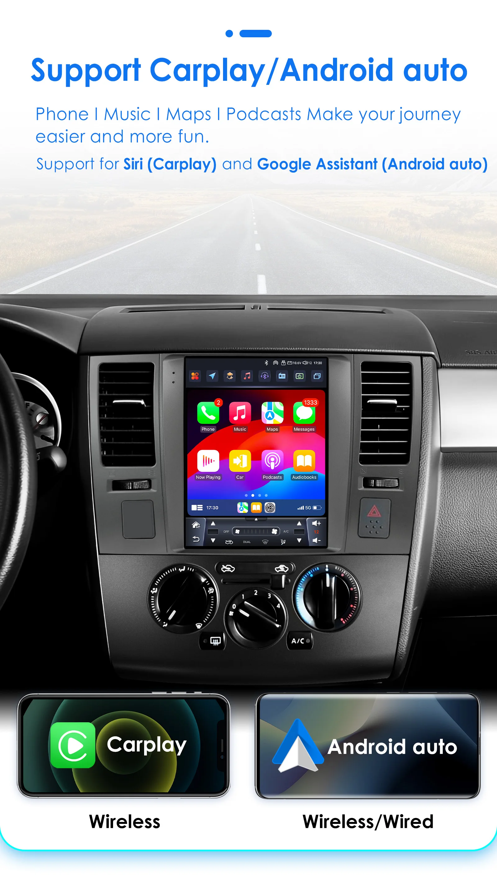 OSSURET 9.7inch 2 DIN Android 13 Car Radio for Nissan Tiida C11 2004-2013 Multimedia Stereo Vertical Screen Carplay