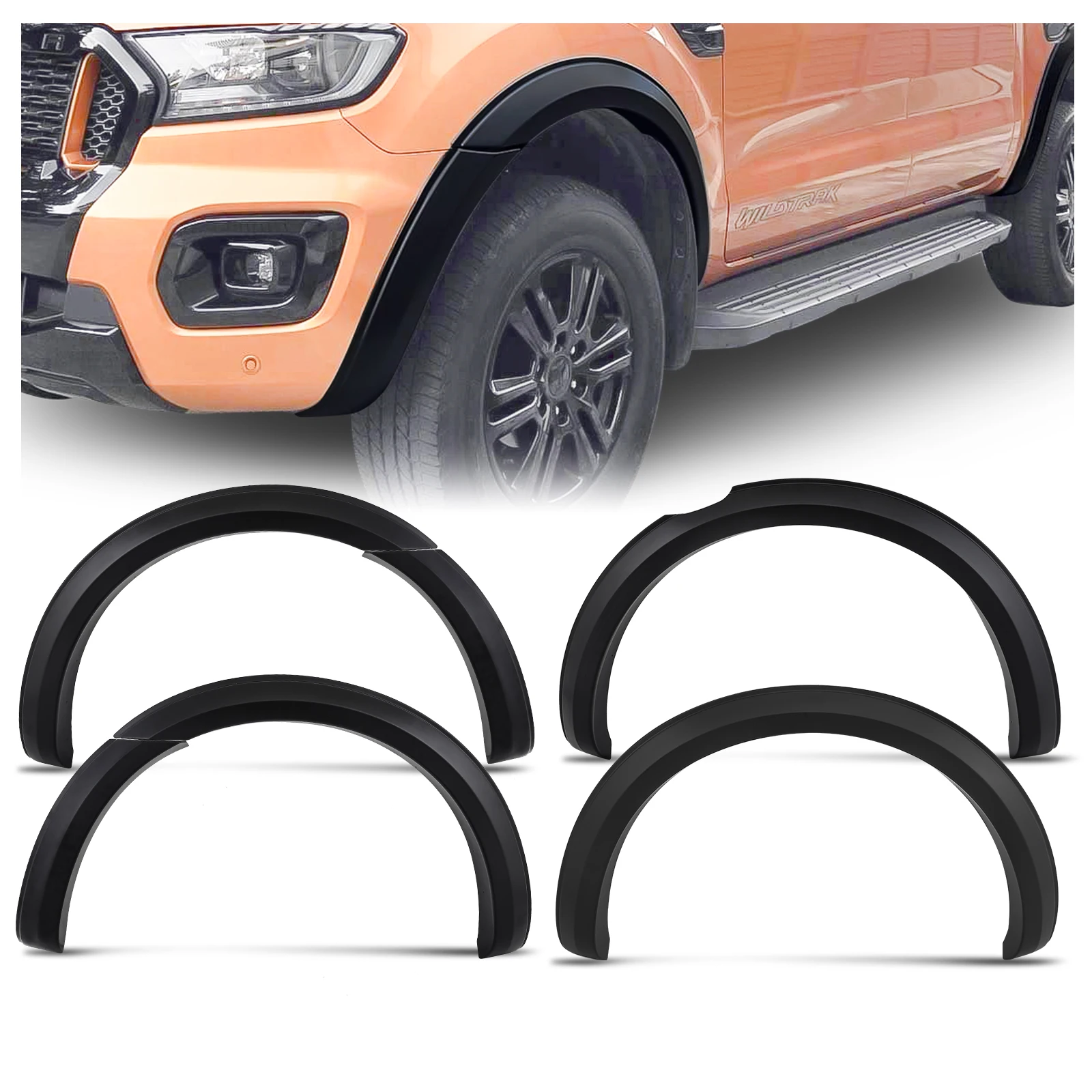 4 Inch Slim Fender Flares Kits Fit For Ford Ranger 2015-2018,2019-2022 T7 T8 MK2 MK3 PX2 PX3 Wheel Arch Protection 4X4 Car Parts