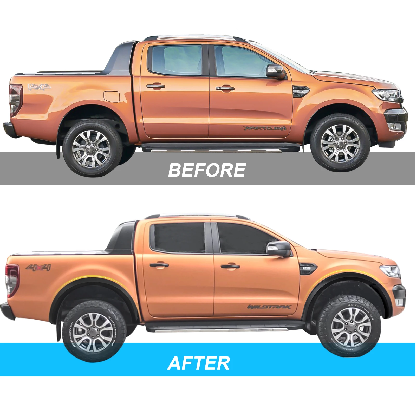 4 Inch Slim Fender Flares Kits Fit For Ford Ranger 2015-2018,2019-2022 T7 T8 MK2 MK3 PX2 PX3 Wheel Arch Protection 4X4 Car Parts