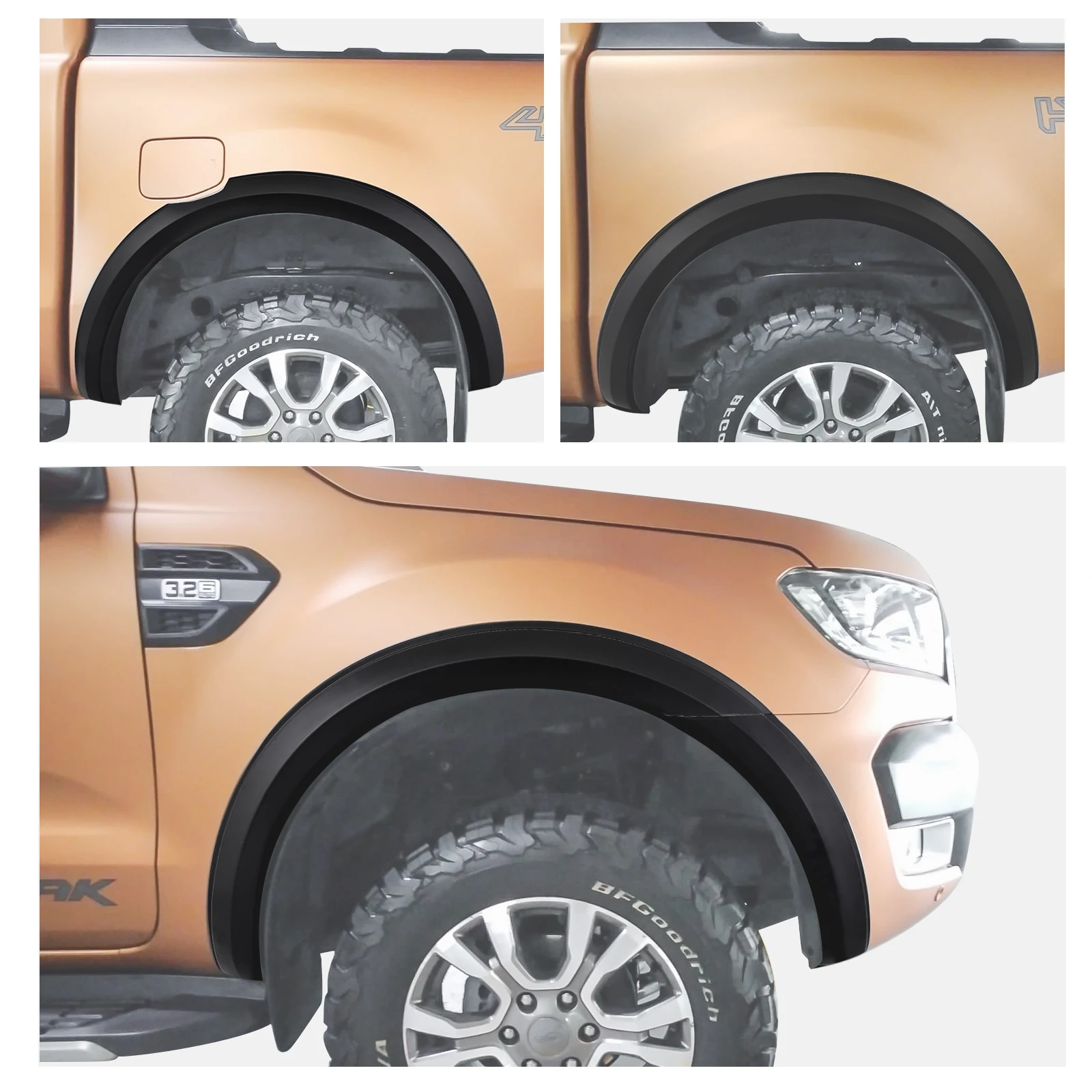 4 Inch Slim Fender Flares Kits Fit For Ford Ranger 2015-2018,2019-2022 T7 T8 MK2 MK3 PX2 PX3 Wheel Arch Protection 4X4 Car Parts