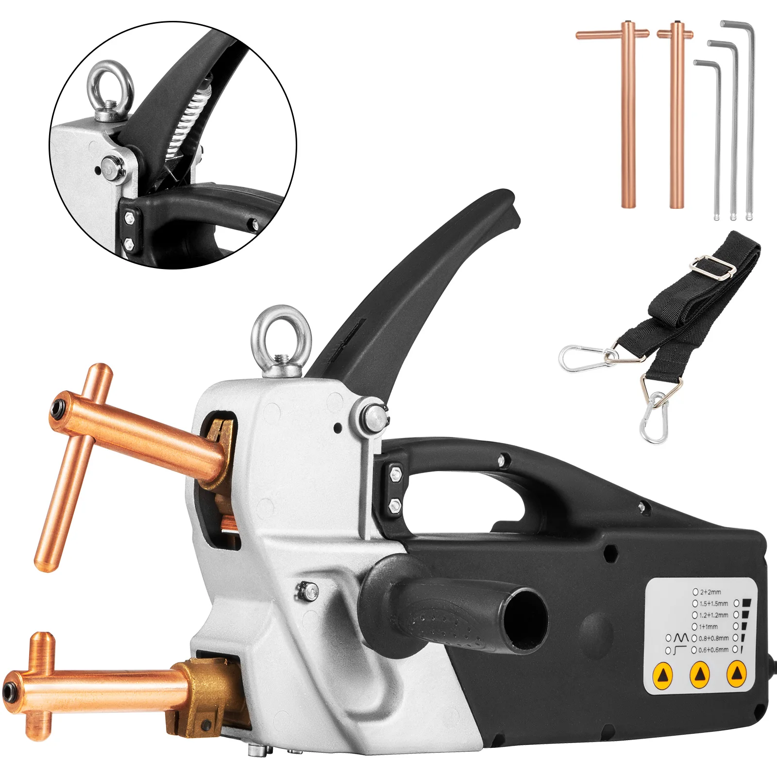 SucceBuy 230V/400V Portable Electric Spot Welder 2.0+2.0mm Plastic Welding Machine 25A 120mm Strap Hand Grip Spot Welding Gun