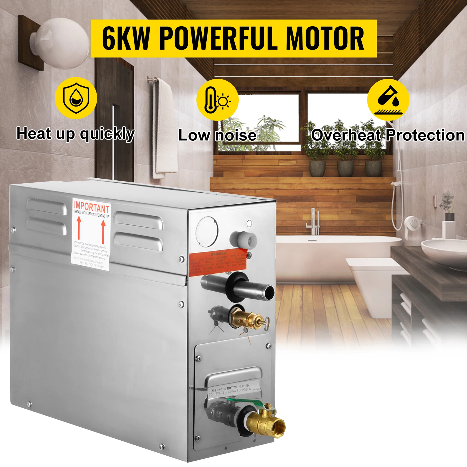SucceBuy 4/6KW Steam Generator Steam Generator for SPA Room Digital Display Steam Generator Sauna Steam Generator for Home