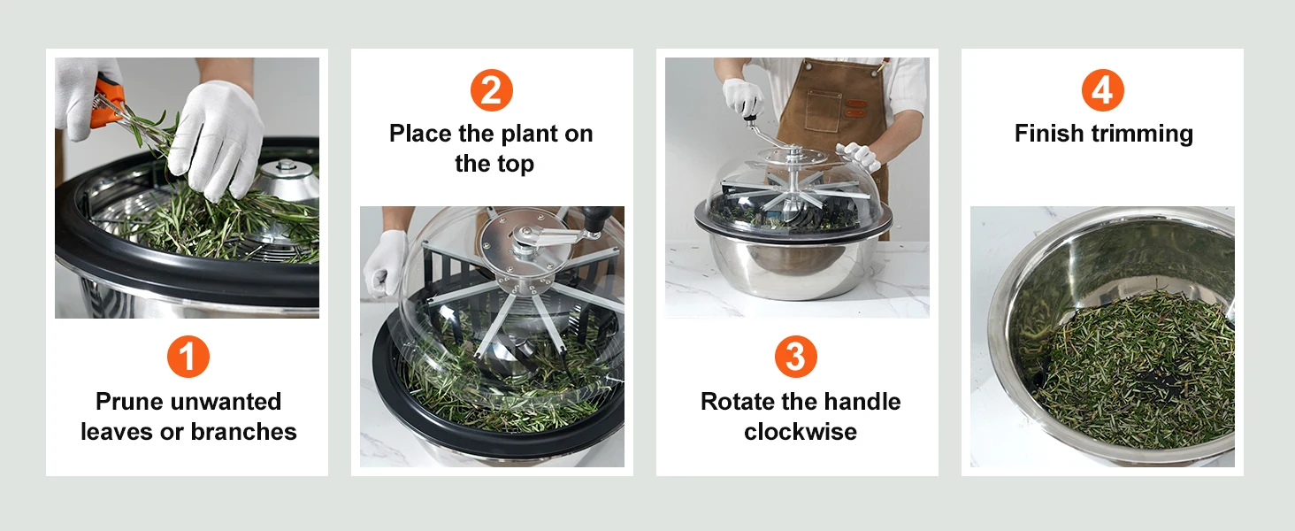 SucceBuy Leaf Bowl Trimmer 16" Trimmer Bowl Manual Bud Trimmer with Stainless-Steel Blades for Twisted Spin Cut Clear Dome