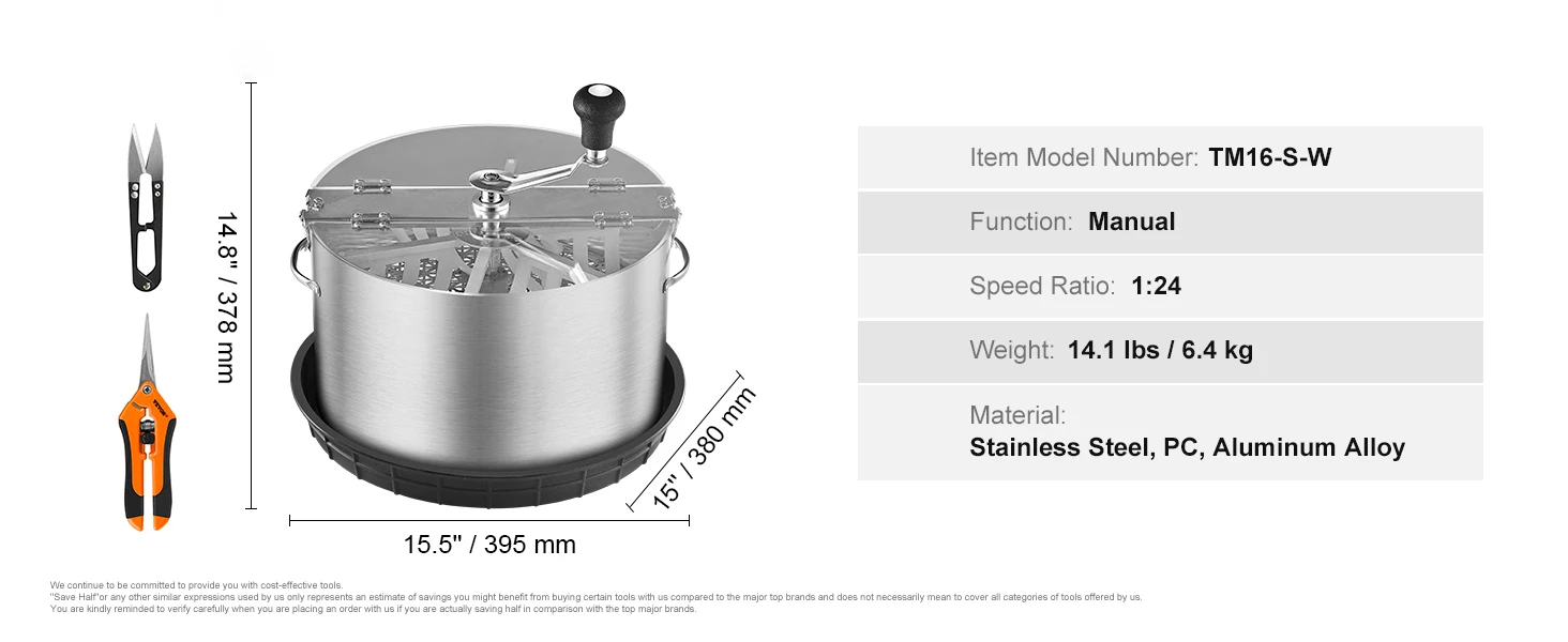 SucceBuy Leaf Bowl Trimmer 16" Trimmer Bowl Manual Bud Trimmer with Stainless-Steel Blades for Twisted Spin Cut Clear Dome