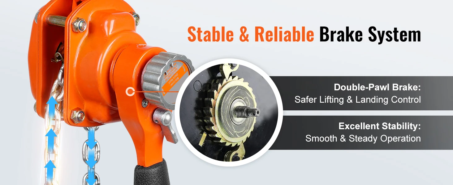 SucceBuy 0.25/0.5T Manual Lever Chain Hoist 5/10ft Come Along Chain with G80 Galvanized Steel & Double-Pawl Brake for Garage