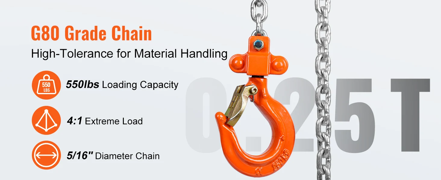 SucceBuy 0.25/0.5T Manual Lever Chain Hoist 5/10ft Come Along Chain with G80 Galvanized Steel & Double-Pawl Brake for Garage