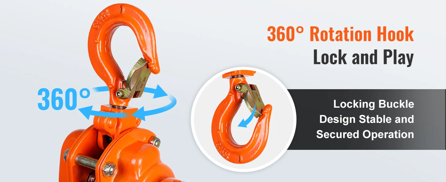 SucceBuy 0.25/0.5T Manual Lever Chain Hoist 5/10ft Come Along Chain with G80 Galvanized Steel & Double-Pawl Brake for Garage