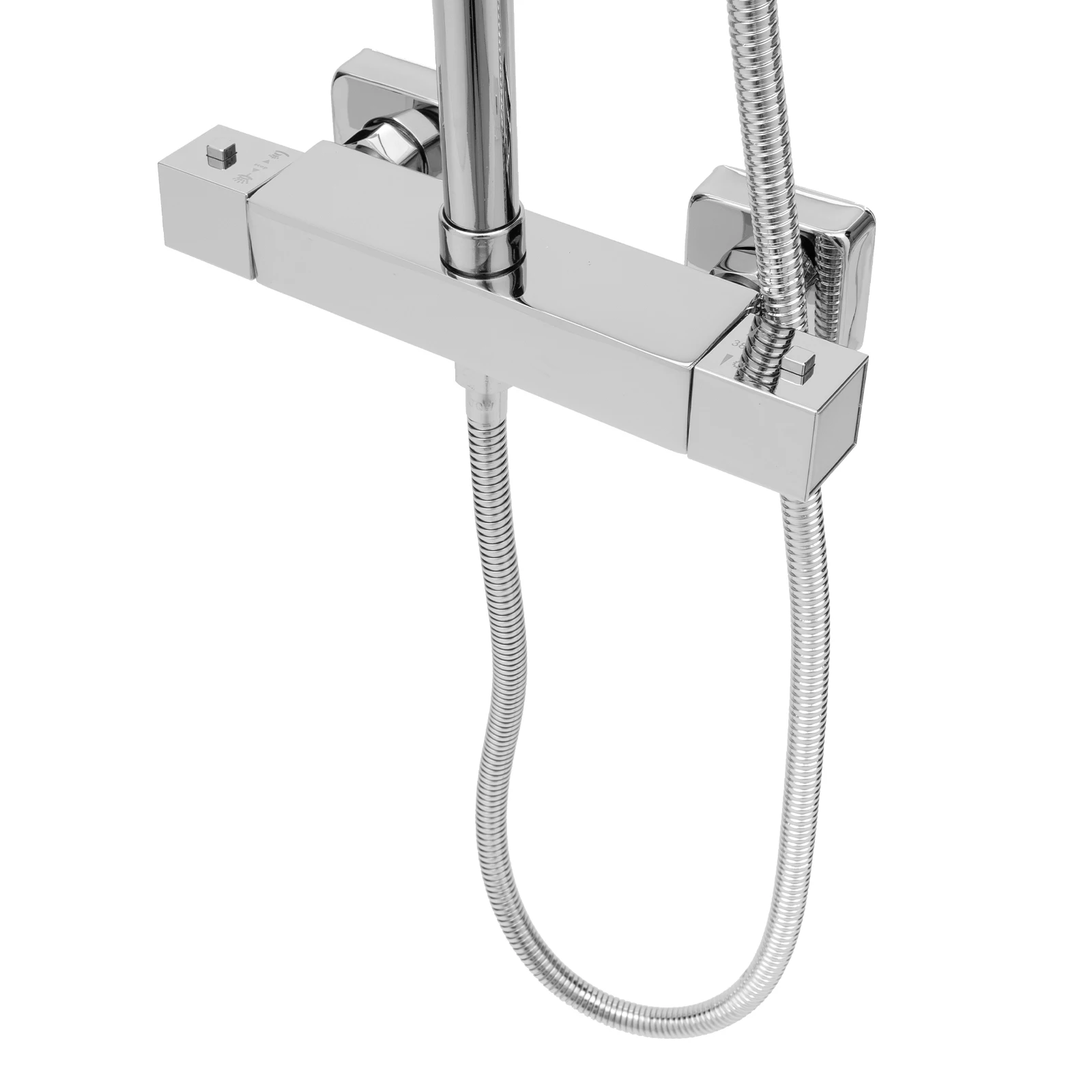 Square Thermostatic Shower Faucet with Shower Set, Stainless Steel Bathroom Luxury Rain Shower Faucet Combo Set, 2 Spray Modes Wall Mounted Rainfall Shower