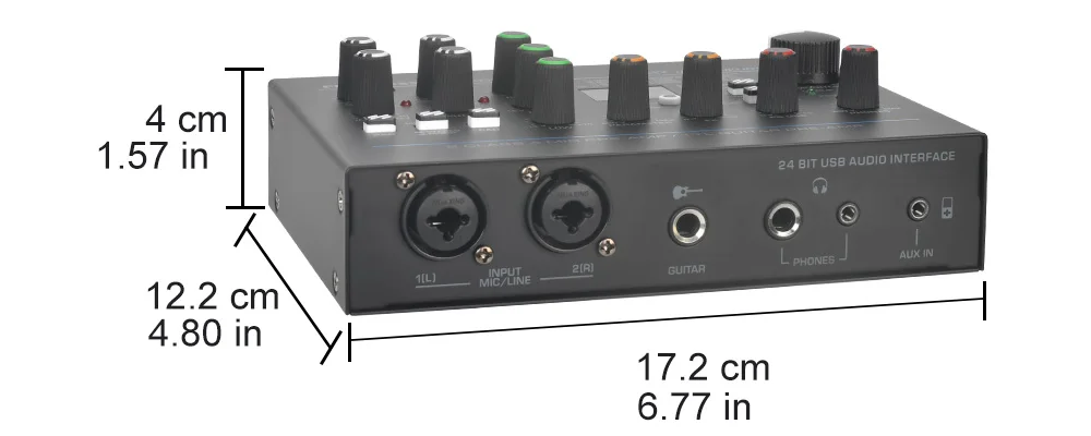 Freeboss 24 Effects Sound Card 48KHz EQ Recording 2 XLR Mic Input Stereo PC 48V Guitar External Audio Interface For Mac OS UC88