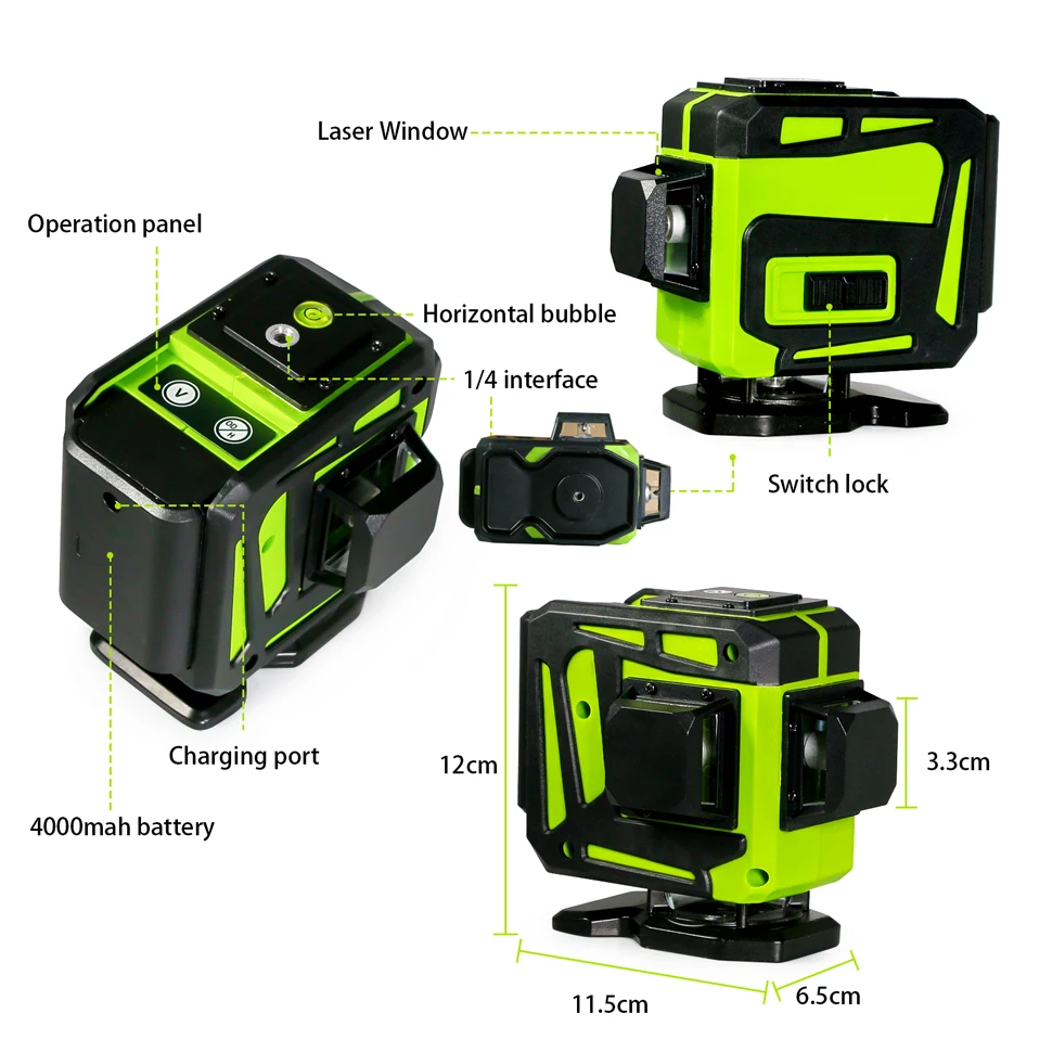 CLUBIONA 12/16 lines Green Beam Cross Laser Level 360 Rotary Self-Leveling Construction Decoration Tools With Remote Control