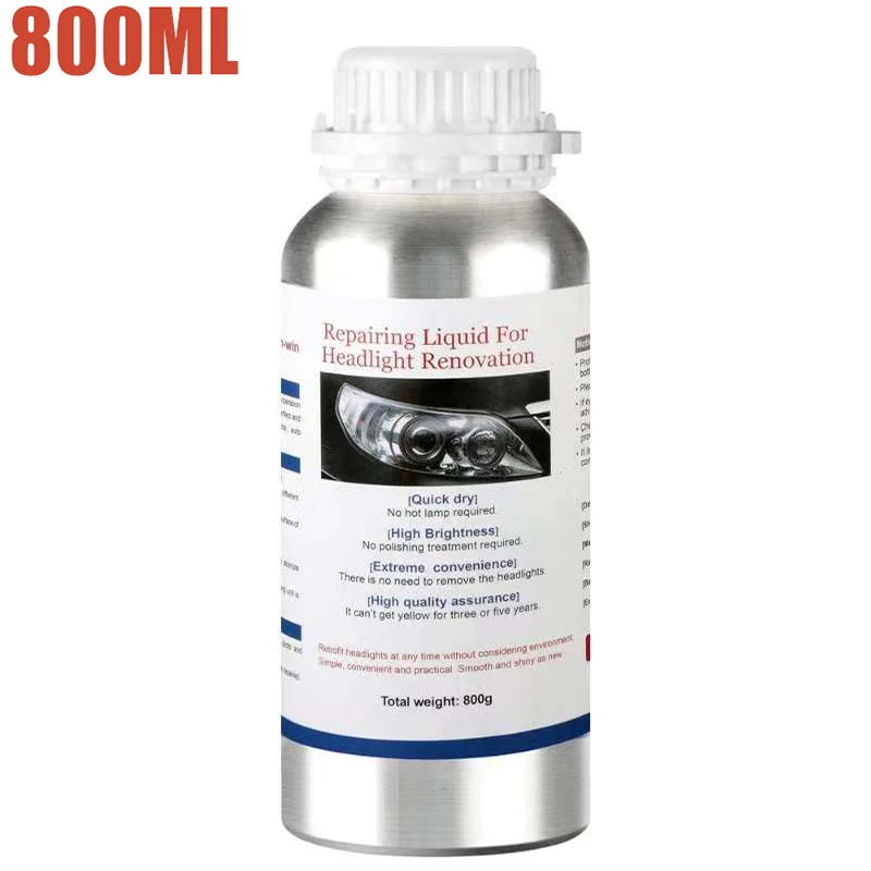 Car Headlight Chemical Polishing Kit 800ML Headlights Liquid Polymer Repair Fluid Scratch Remover Car Headlight Restoration Kit