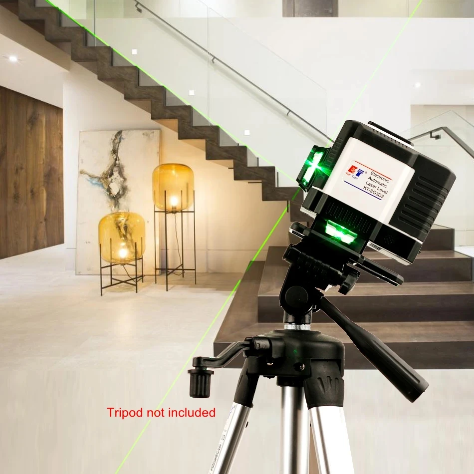 KaiTian Level Laser 360 Professional Green 3D 12 Lines Nivel Cross Horizontal Vertical Electronic Automatic Laser Level Receiver