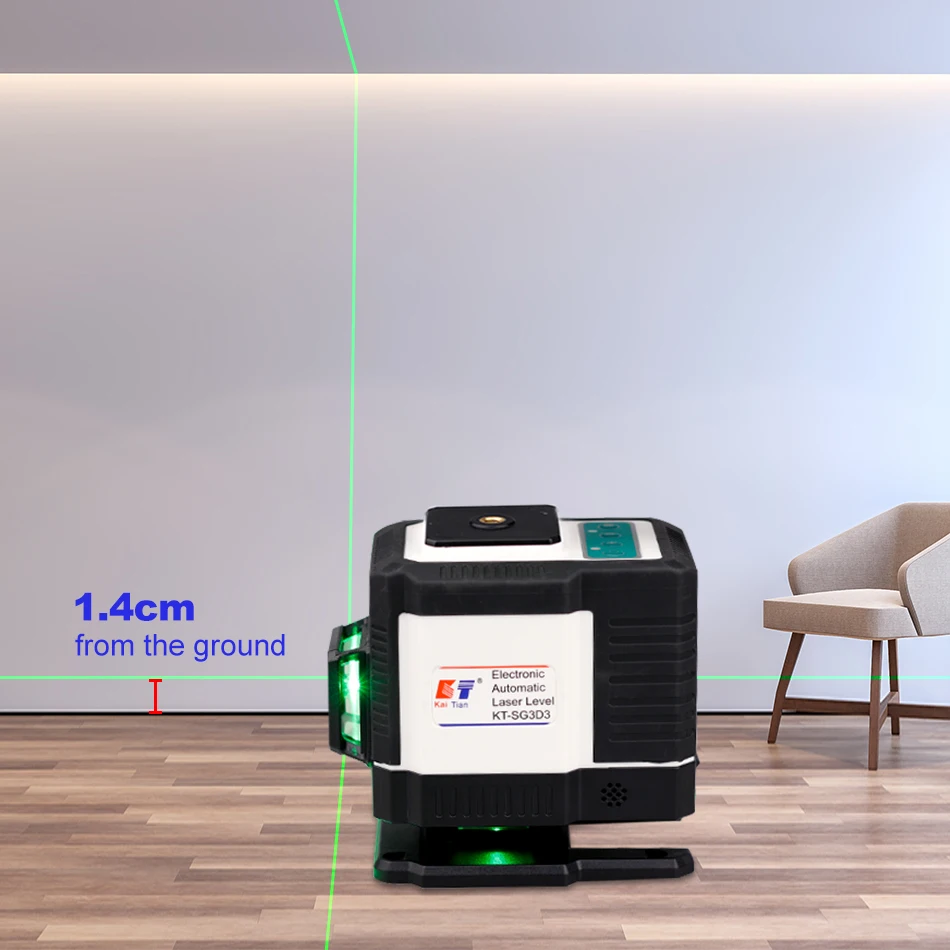 KaiTian Level Laser 360 Professional Green 3D 12 Lines Nivel Cross Horizontal Vertical Electronic Automatic Laser Level Receiver