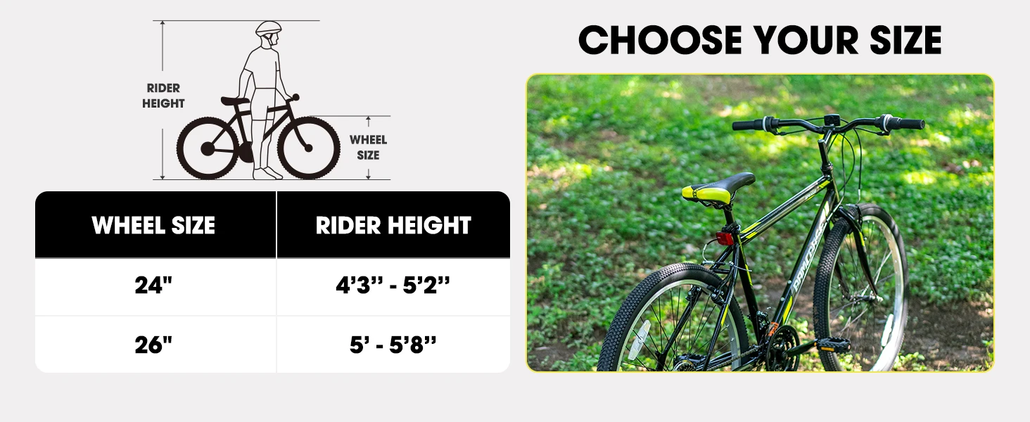Hiland 24 26 inch Mountain Bike for Men Women, 21 Speeds High-Carbon Steel Frame, Sport Cycling MTB Bicycle for Adult