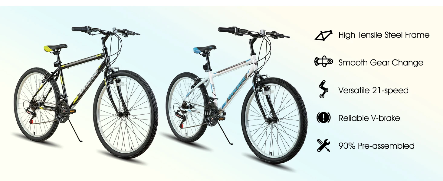 Hiland 24 26 inch Mountain Bike for Men Women, 21 Speeds High-Carbon Steel Frame, Sport Cycling MTB Bicycle for Adult