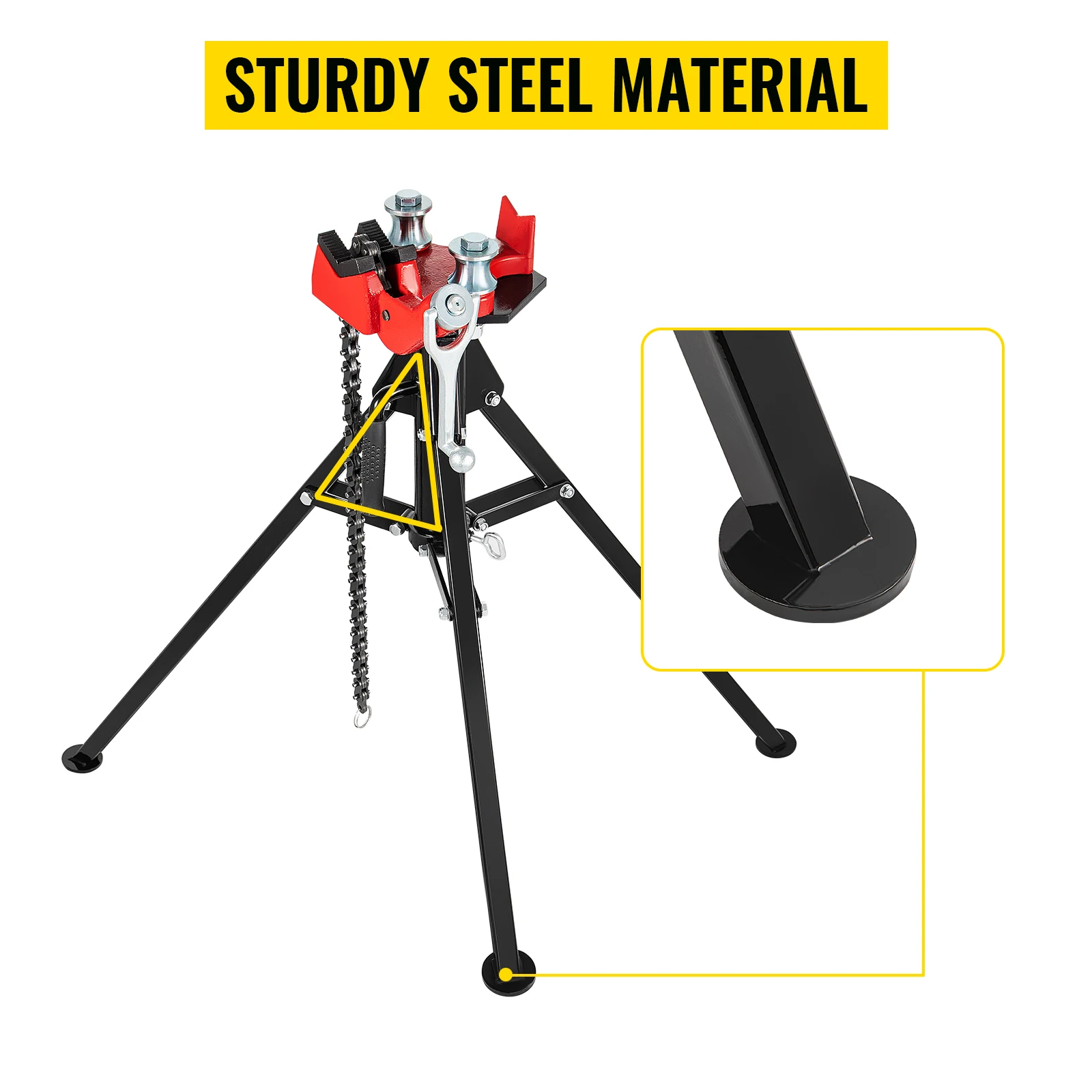 SucceBuy Steel Tripod Pipe Chain Vise 1/8-5in Capacity Foldable Legs Tri-Stand Bench Vice for Fixing Support Bending Metal Pipes