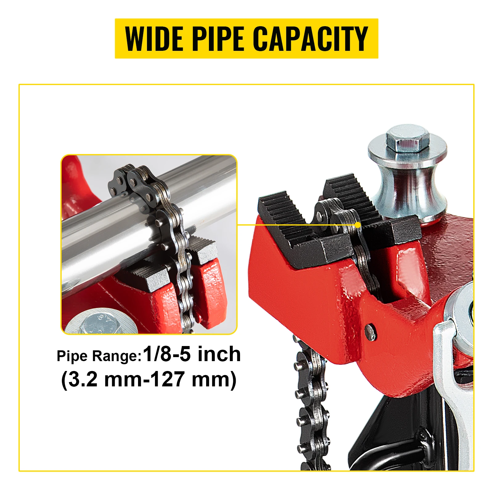 SucceBuy Steel Tripod Pipe Chain Vise 1/8-5in Capacity Foldable Legs Tri-Stand Bench Vice for Fixing Support Bending Metal Pipes