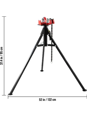 SucceBuy Steel Tripod Pipe Chain Vise 1/8-5in Capacity Foldable Legs Tri-Stand Bench Vice for Fixing Support Bending Metal Pipes