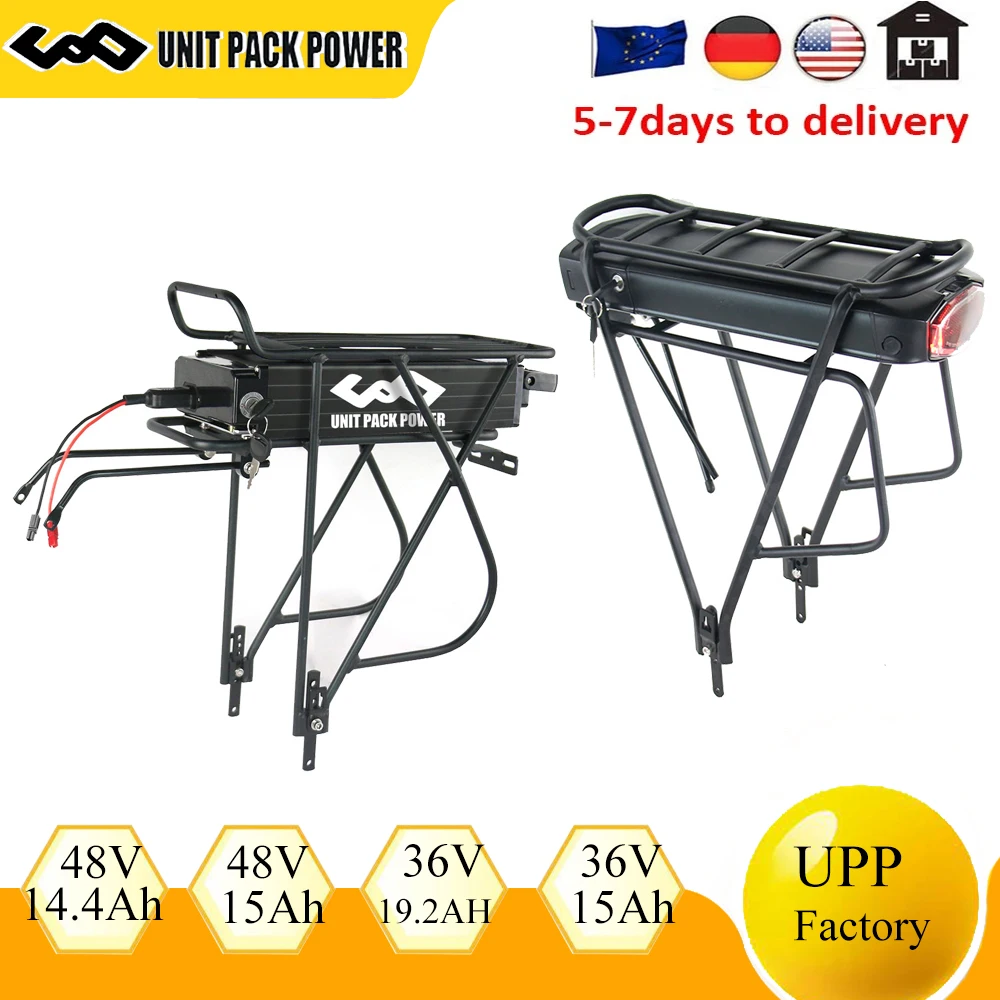 48V 27AH Rear Rack 36V 19.2AH 15Ah 17.5Ah Lithium Powerful Electric Bycicle Batteria Pack for 1500W 1000W 750W 500W 350W