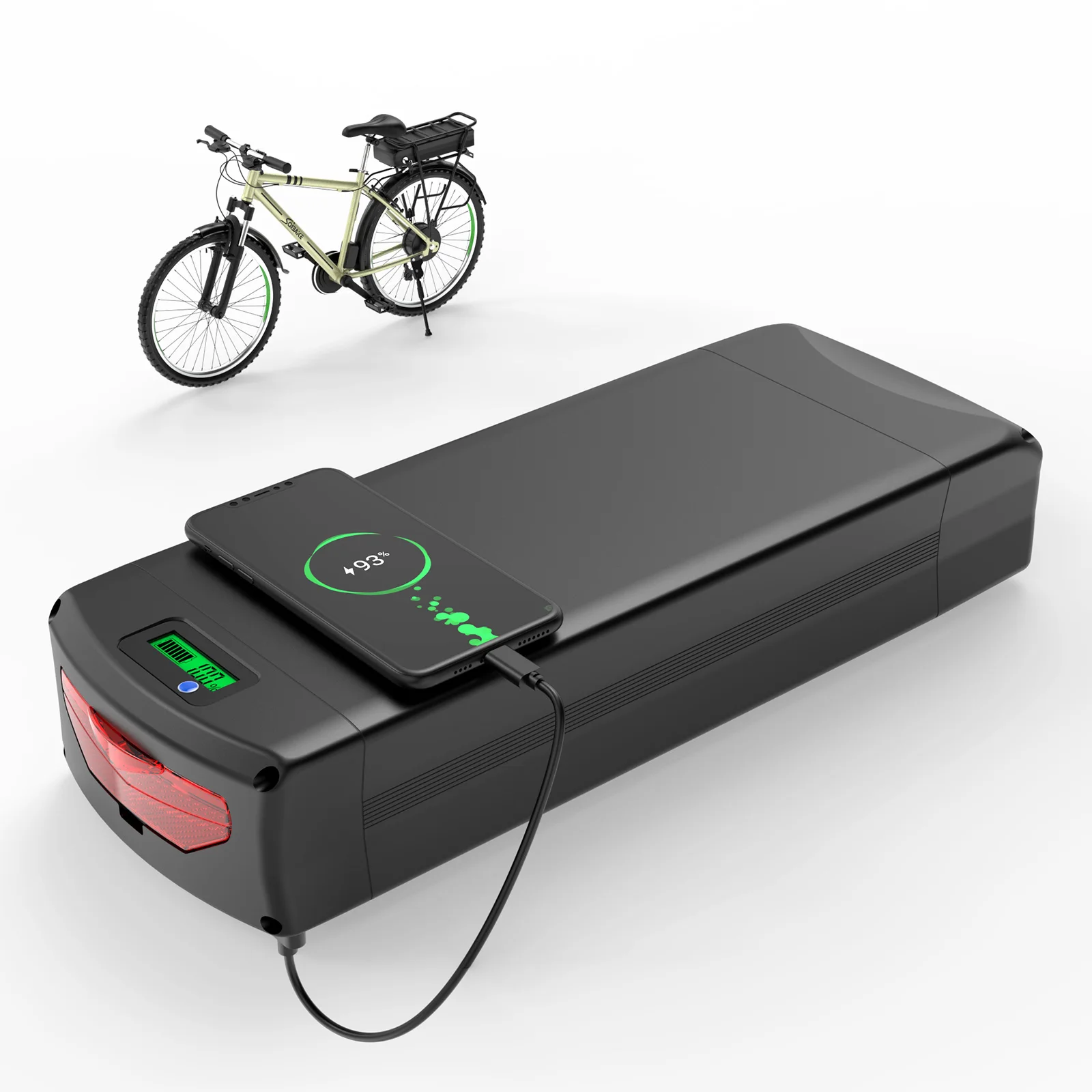 48V 15Ah Rear Rack Electric EBike Battery 36v 15AH Carrier Battery Lithium 48V 18AH 52V 20AH for 1500W 1000W 750W 500W Motor