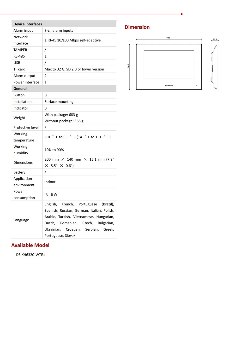 HIKVISION Multi-language 802.3af POE Video intercom KIT,include DS-KV8113-WME1(C) & DS-KH6320-WTE1 & PoE Switch