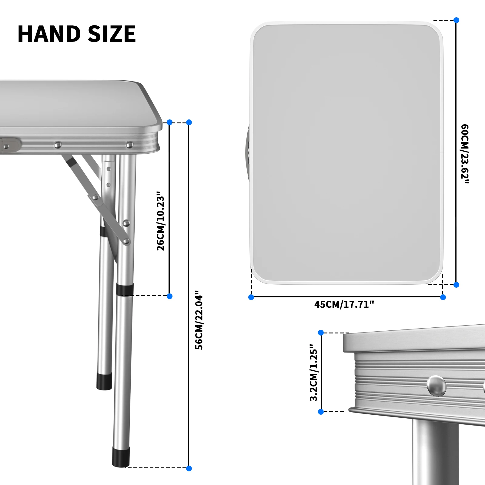 2ft Folding Camping Table with 2 Adjustable Height, Lightweight Aluminium Picnic Table,Portable Foldable Picnic Table for Party