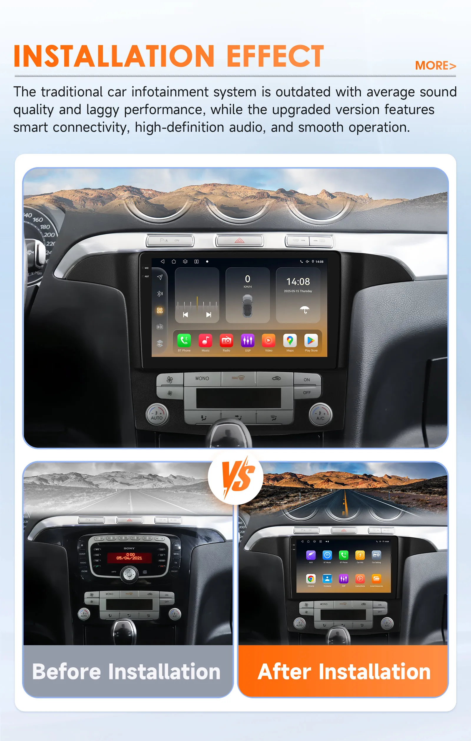 Hizpo 9" 2 Din Android Auto Radio for Ford S-Max S Max 2007 - 2015 Auto AC CarPlay 4G Car Multimedia GPS 2 Din Autoradio 6115 RDS