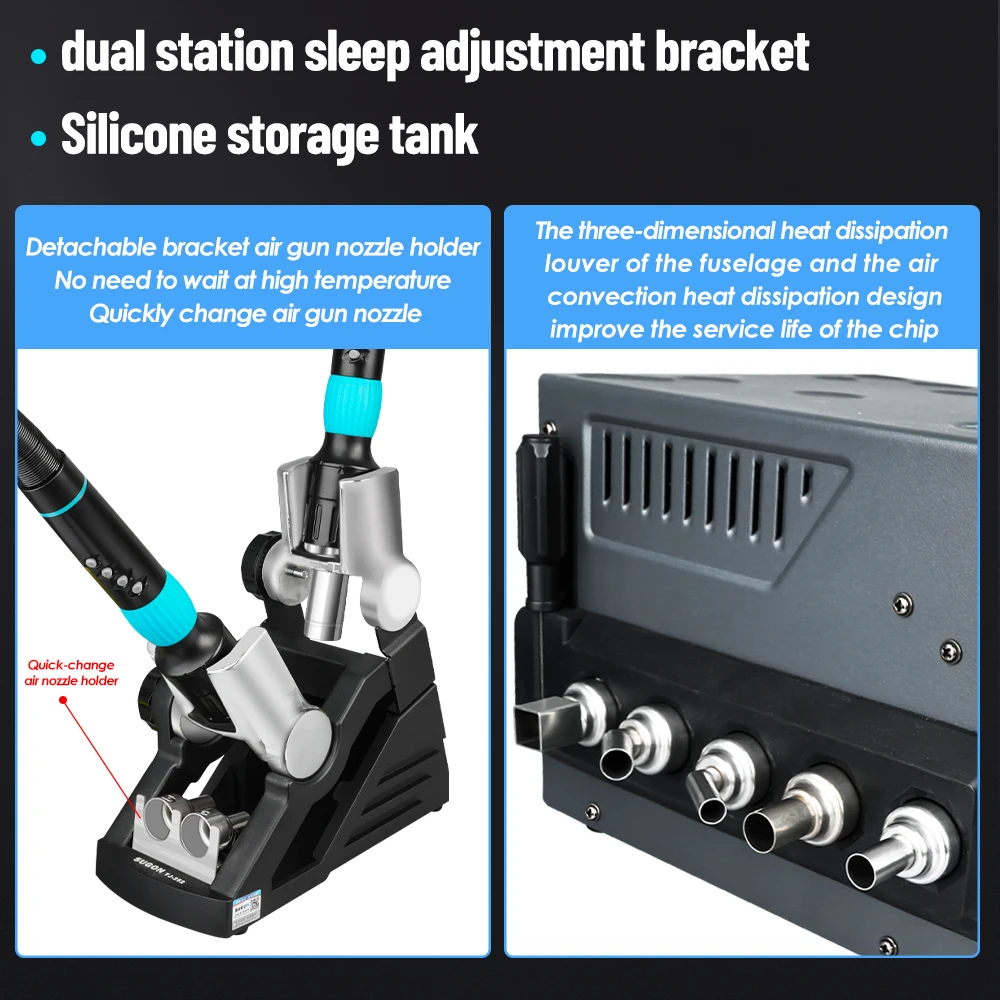 SUGON 8650pro 1300W Hot Air Rework Station 3 Mode Digital Display Intelligent BGA Rework Station For BGA PCB Chip Repair Tool
