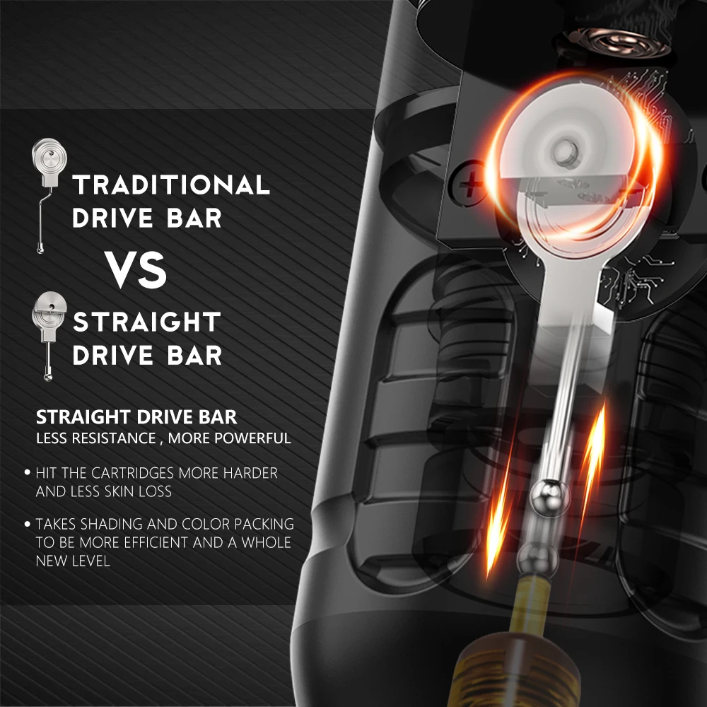 Ambition Zetton Wireless Tattoo Machine Pen 4.0/3.5mm Stroke Straight Rod Structure Brushless Motor 2400mAh Touch Screen Battery