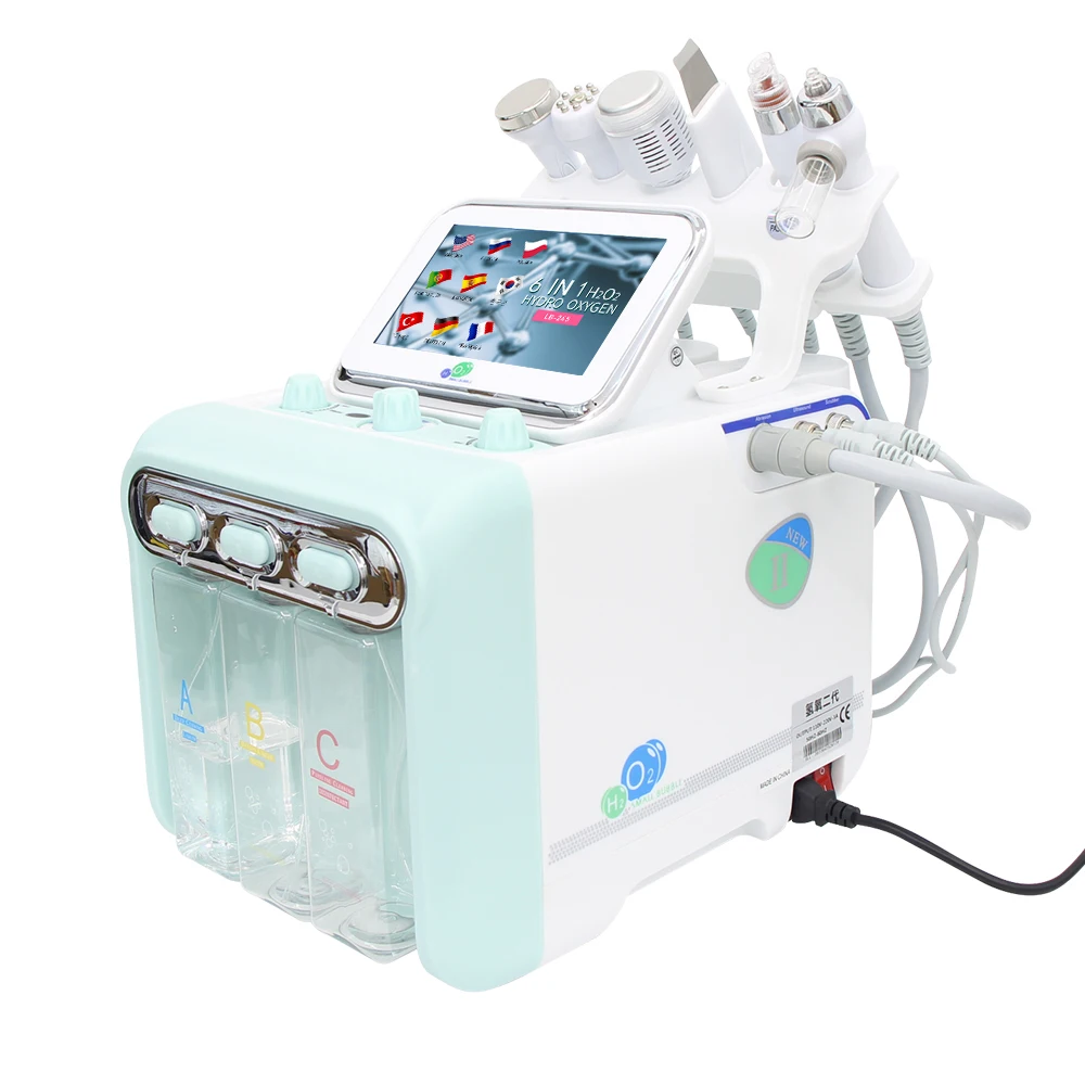 6 in 1 Hydrogen Dermabrasion Facial Beauty Machine Aqua Peeling Deep Cleansing Lifting Water Microdermabrasion Device Skin Care