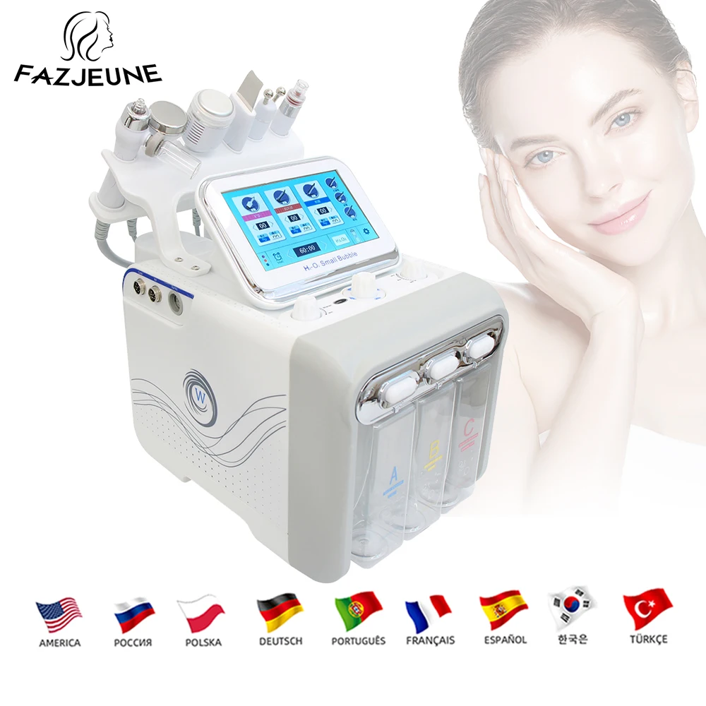 6 in 1 Hydrogen Dermabrasion Facial Beauty Machine Aqua Peeling Deep Cleansing Lifting Water Microdermabrasion Device Skin Care