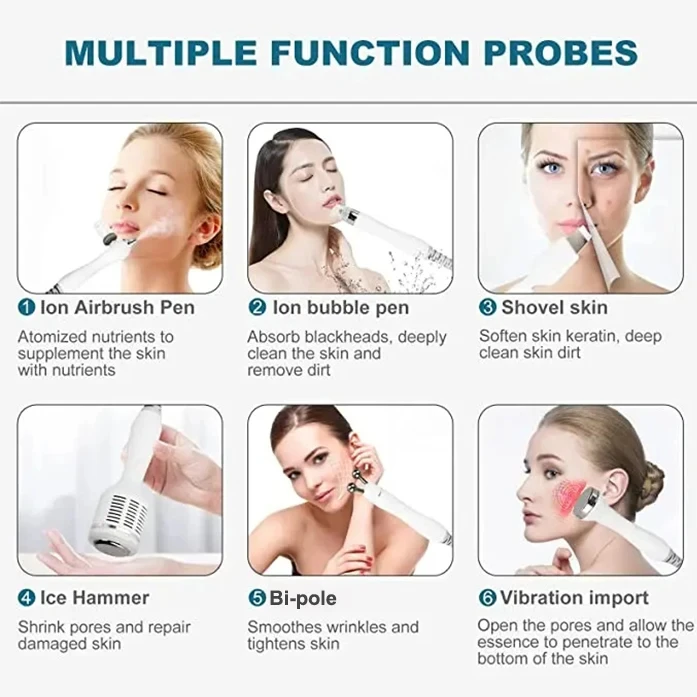 6 in 1 Hydrogen Dermabrasion Facial Beauty Machine Aqua Peeling Deep Cleansing Lifting Water Microdermabrasion Device Skin Care