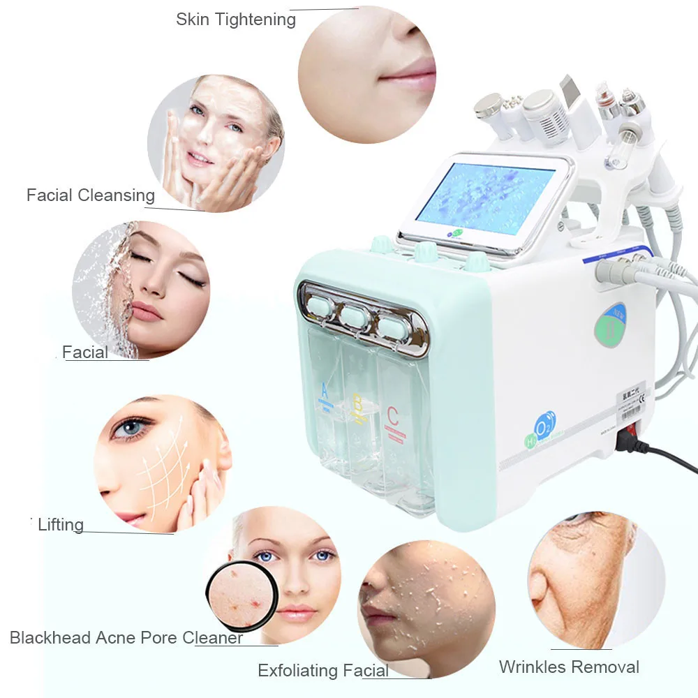 6 in 1 Hydrogen Dermabrasion Facial Beauty Machine Aqua Peeling Deep Cleansing Lifting Water Microdermabrasion Device Skin Care