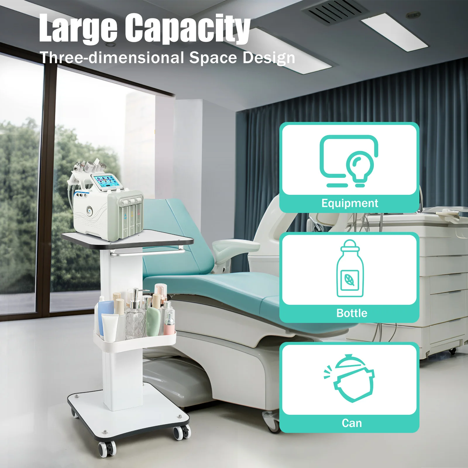 Bymaocar Beauty Rolling Cart Salon Trolley Stand Beauty Instrument Tray with Wheel Esthetician Supplies Tool Storage Cart