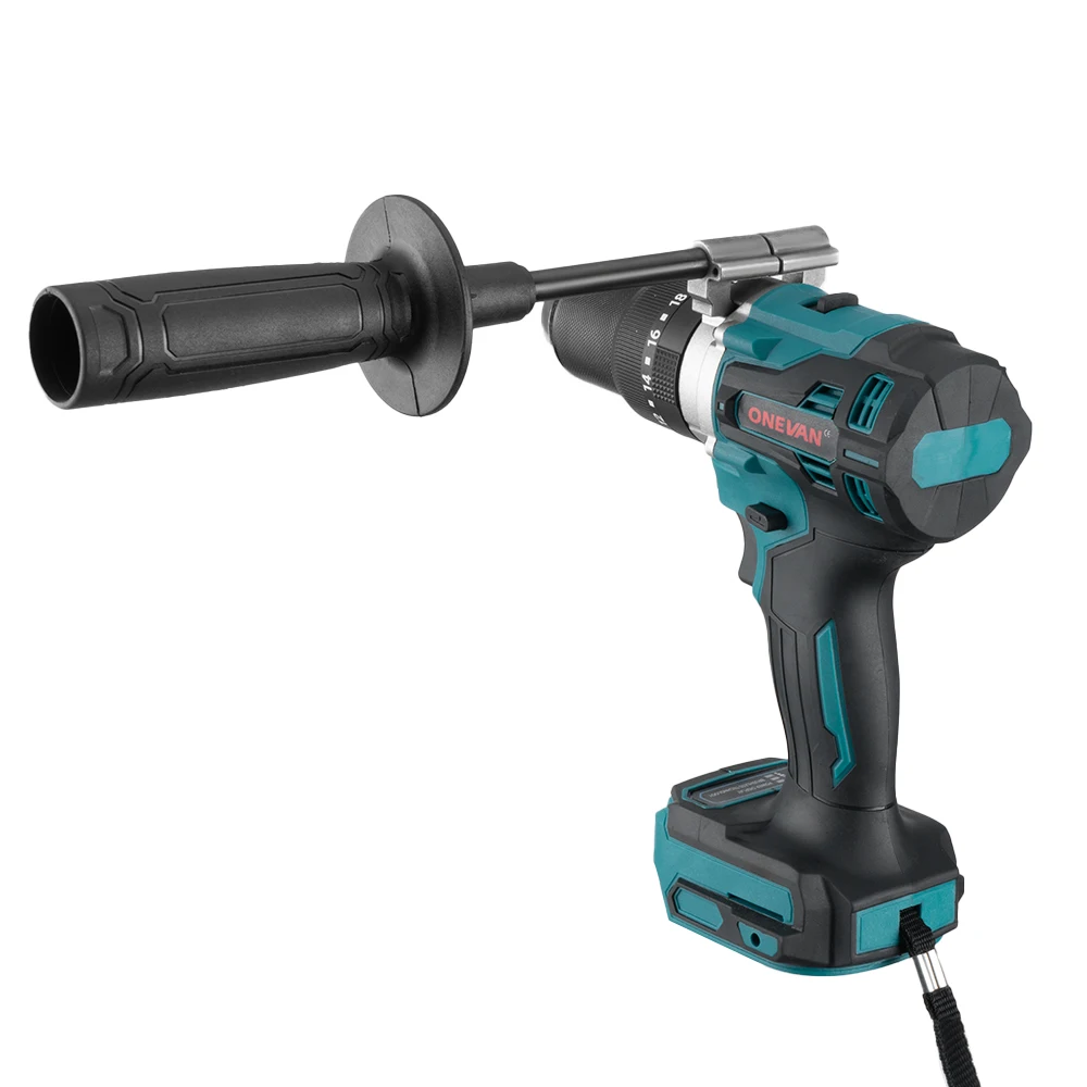 ONEVAN 1500W Brushless Electric Impact Drill 650NM Cordless Screwdriver Plates Soil Wood Working Tool For Makita Battery Pin