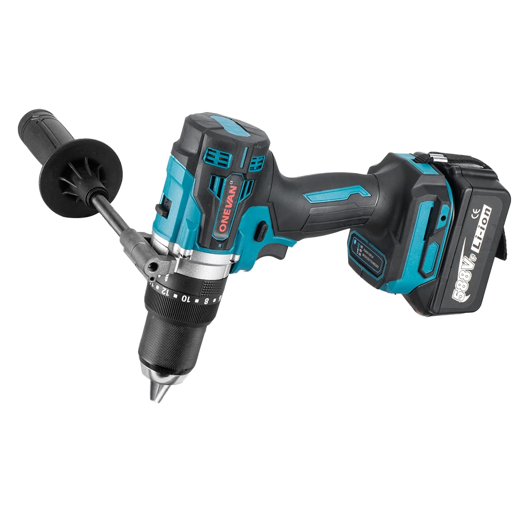 ONEVAN 1500W Brushless Electric Impact Drill 650NM Cordless Screwdriver Plates Soil Wood Working Tool For Makita Battery Pin