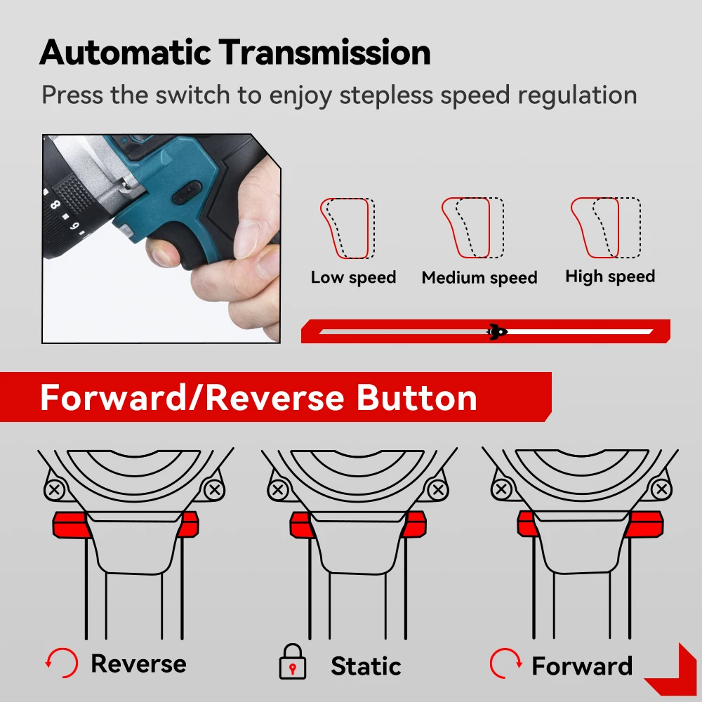 ONEVAN 1500W Brushless Electric Impact Drill 650NM Cordless Screwdriver Plates Soil Wood Working Tool For Makita Battery Pin