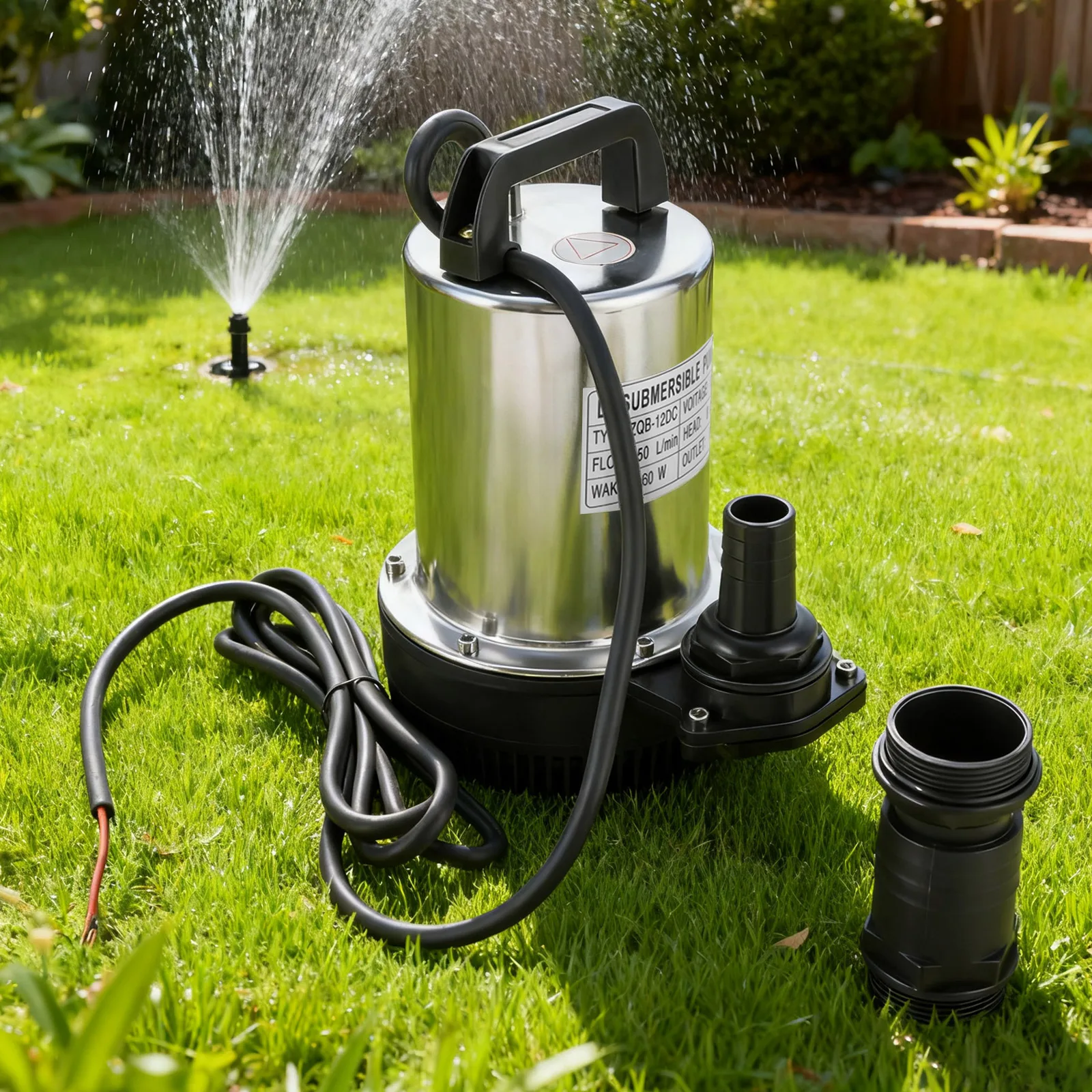DC12V Electric Water Pump, 160W High Power Submersible Pump, 8m Max Lift 50L/min Flow, Low Noise Electric Pump for Farm Garden Well Irrigation
