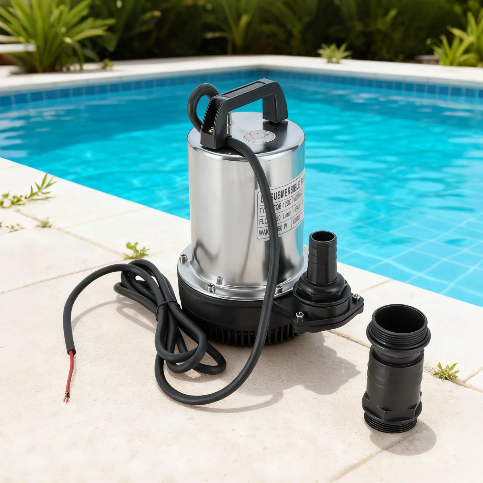 DC12V Electric Water Pump, 160W High Power Submersible Pump, 8m Max Lift 50L/min Flow, Low Noise Electric Pump for Farm Garden Well Irrigation