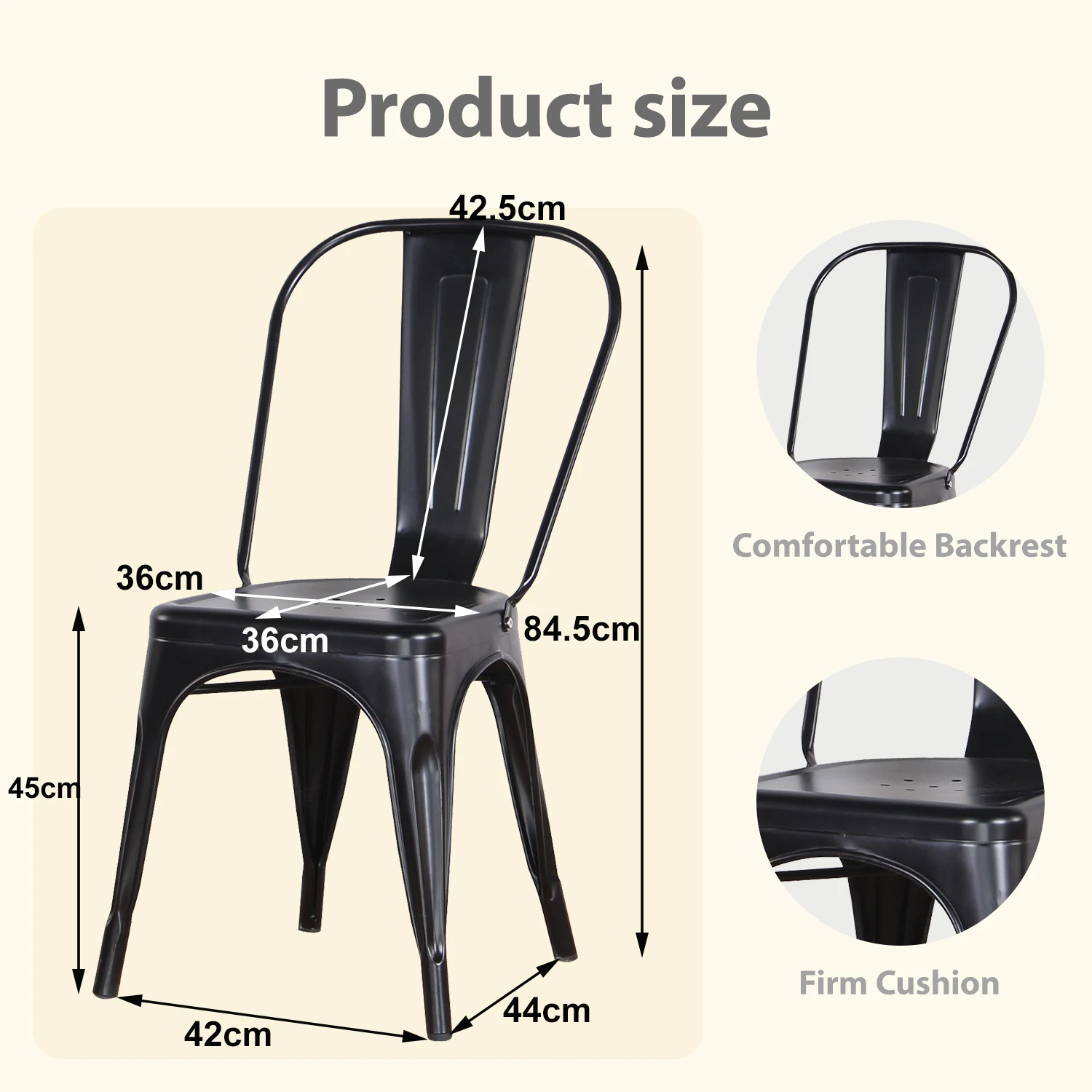 EGOONM Set of 4/8 Modern Metal Dining Chairs Industrial Style Chairs Stackable Used for Restaurant Terrace Outdoor Dining Chair
