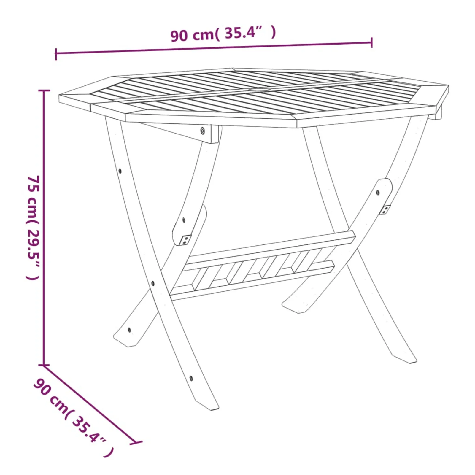 Coffee Table Outdoor Chair Rotundity Folding Garden Garden Decoration Folding Chair Leisure Table Dining Tool 90x75 cm
