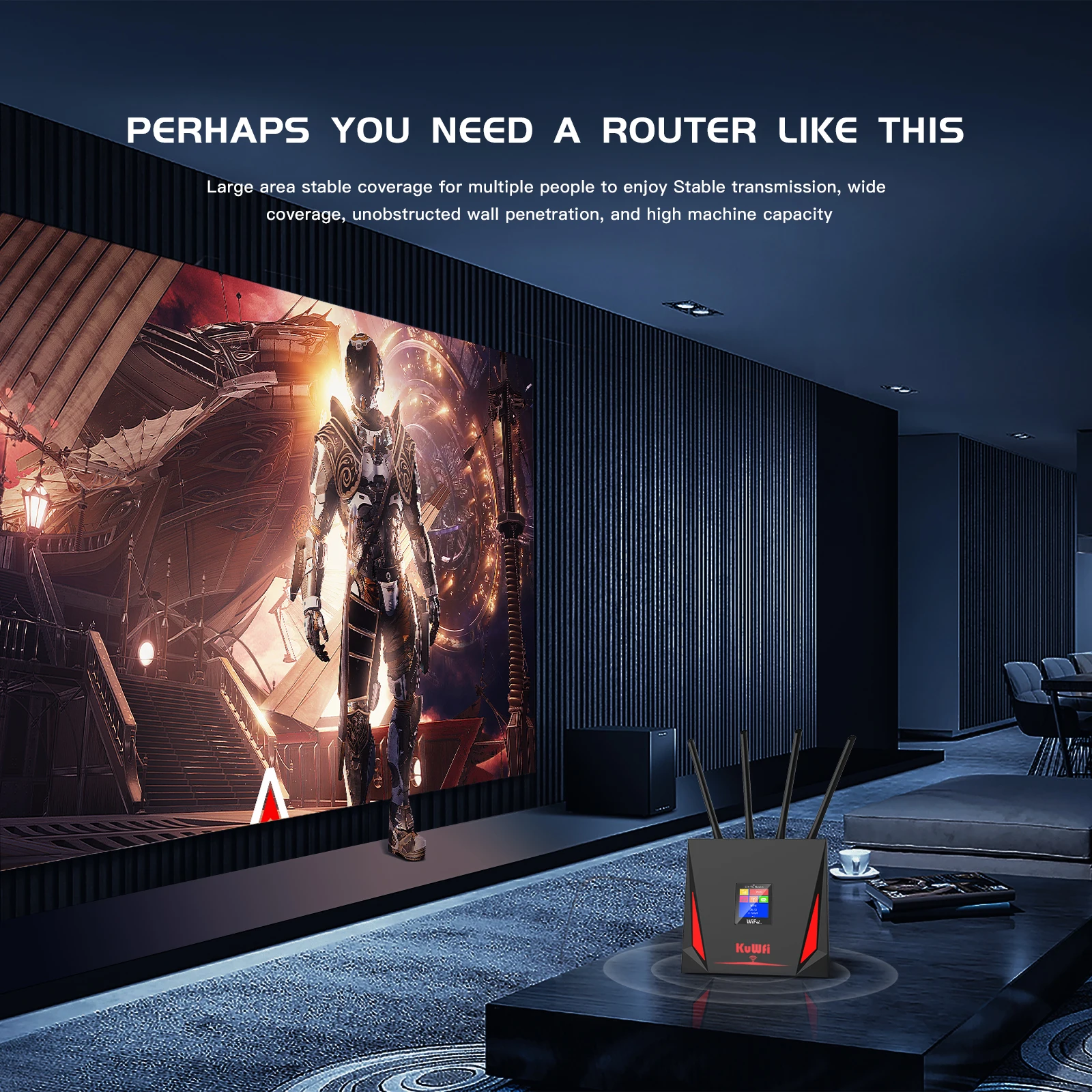 KuWfi 4G LTE Router CAT4 300Mbps Wifi Router 4G Modem with Free SIM Card RJ45 WAN LAN External Antenna Support 10 Users Connect