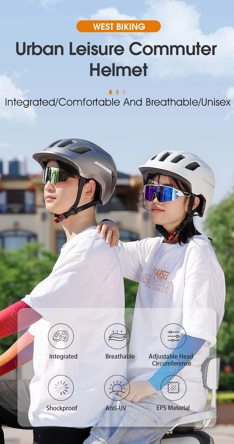 WEST BIKING Couple Bicycle Reflective Helmet Electric Scooter MTB Cruisers Bike Motorcycle Men Women CE Certified Cycling Helmet