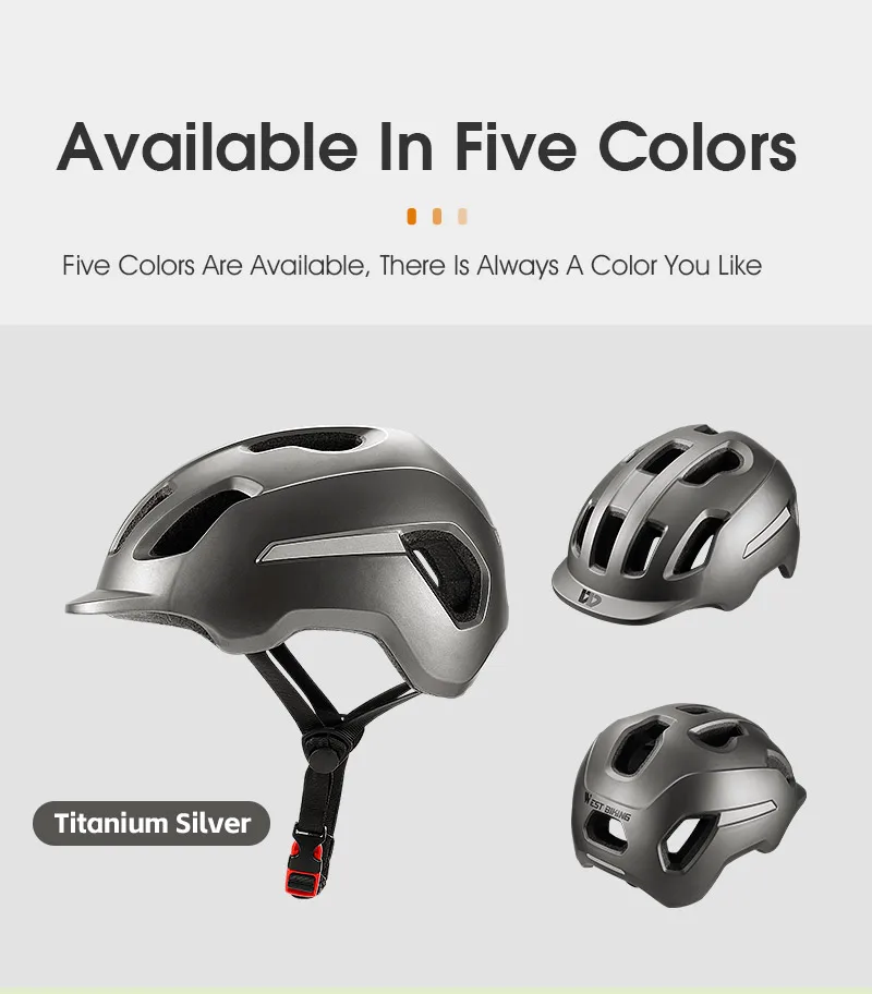WEST BIKING Couple Bicycle Reflective Helmet Electric Scooter MTB Cruisers Bike Motorcycle Men Women CE Certified Cycling Helmet