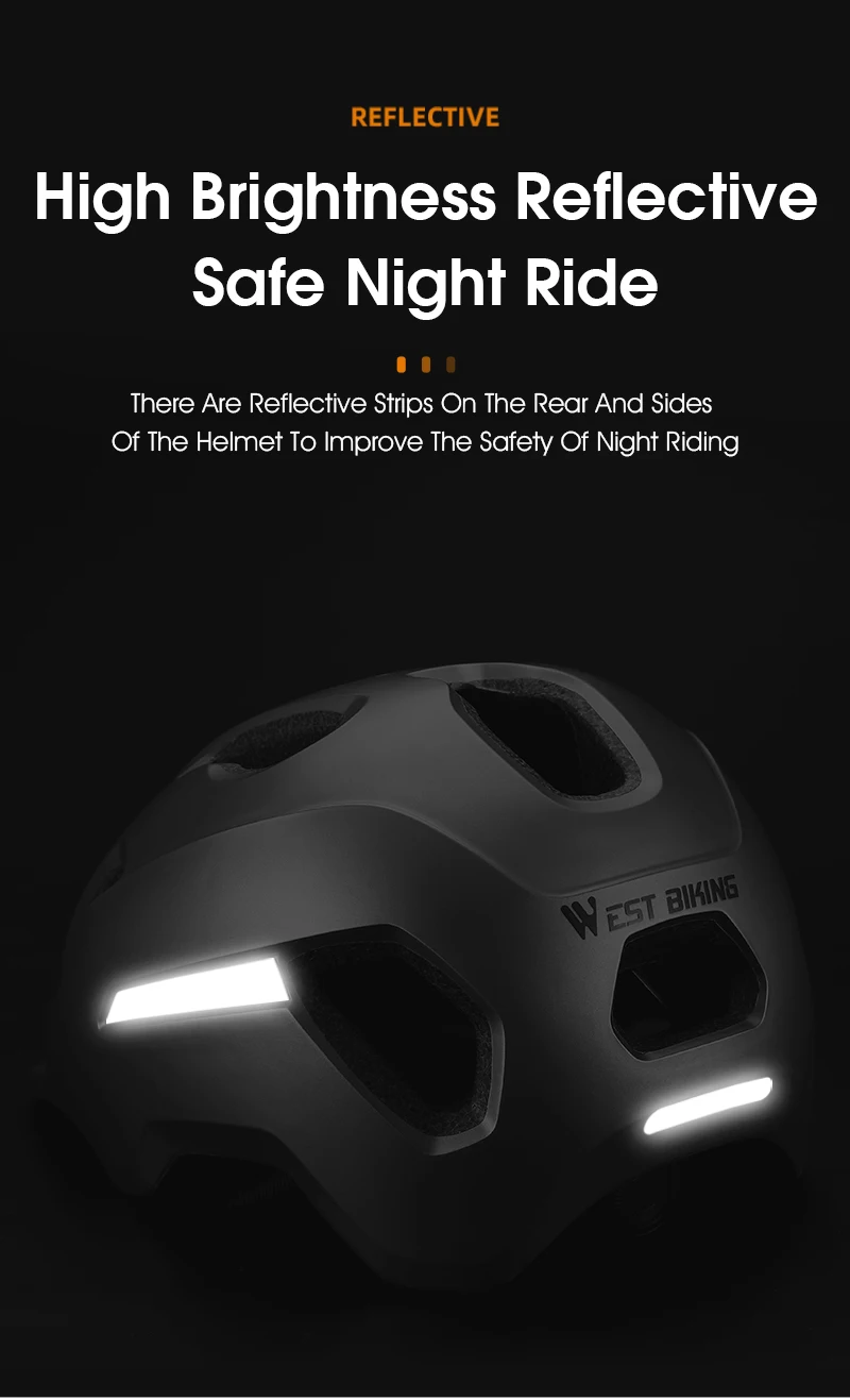 WEST BIKING Couple Bicycle Reflective Helmet Electric Scooter MTB Cruisers Bike Motorcycle Men Women CE Certified Cycling Helmet