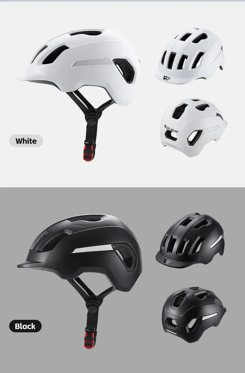 WEST BIKING Couple Bicycle Reflective Helmet Electric Scooter MTB Cruisers Bike Motorcycle Men Women CE Certified Cycling Helmet