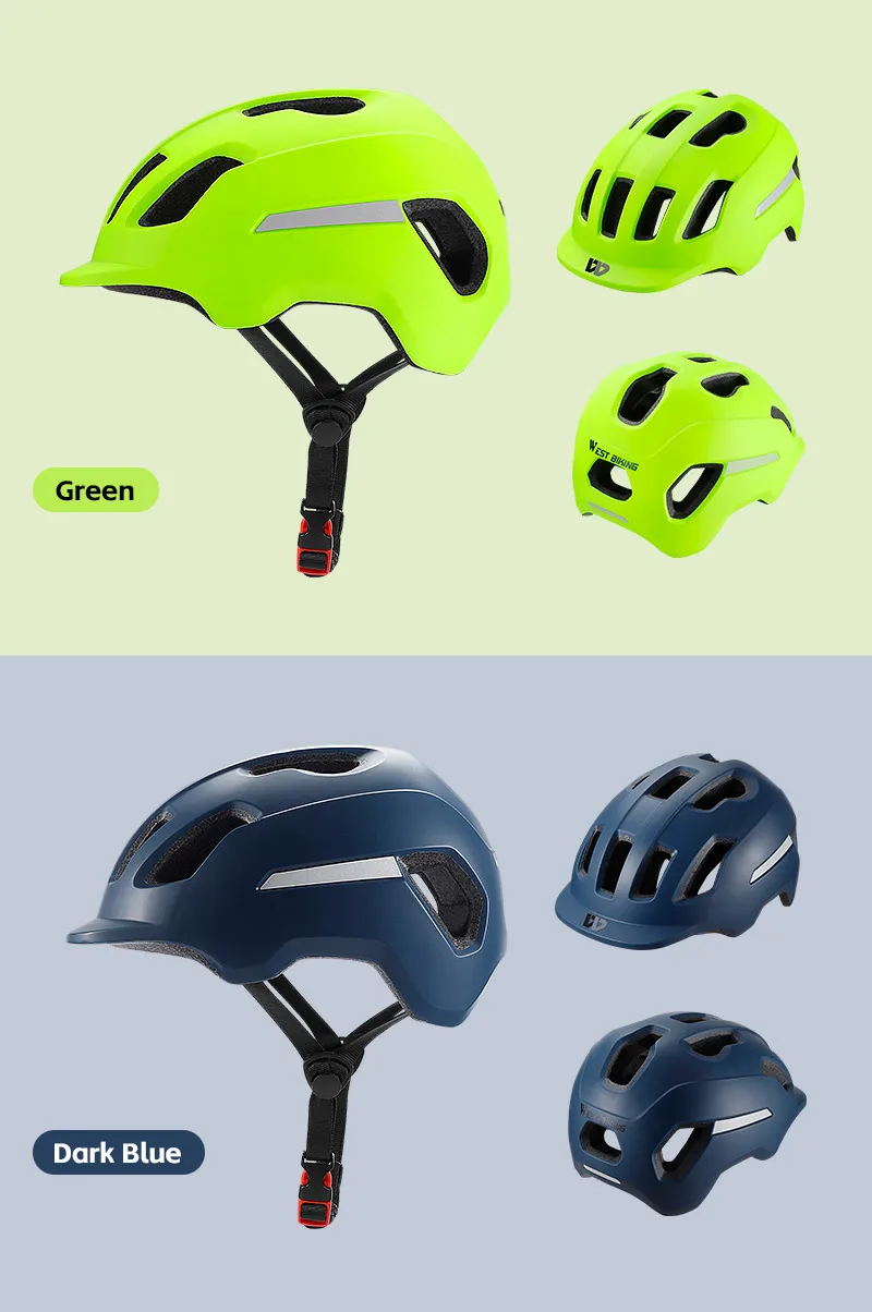 WEST BIKING Couple Bicycle Reflective Helmet Electric Scooter MTB Cruisers Bike Motorcycle Men Women CE Certified Cycling Helmet