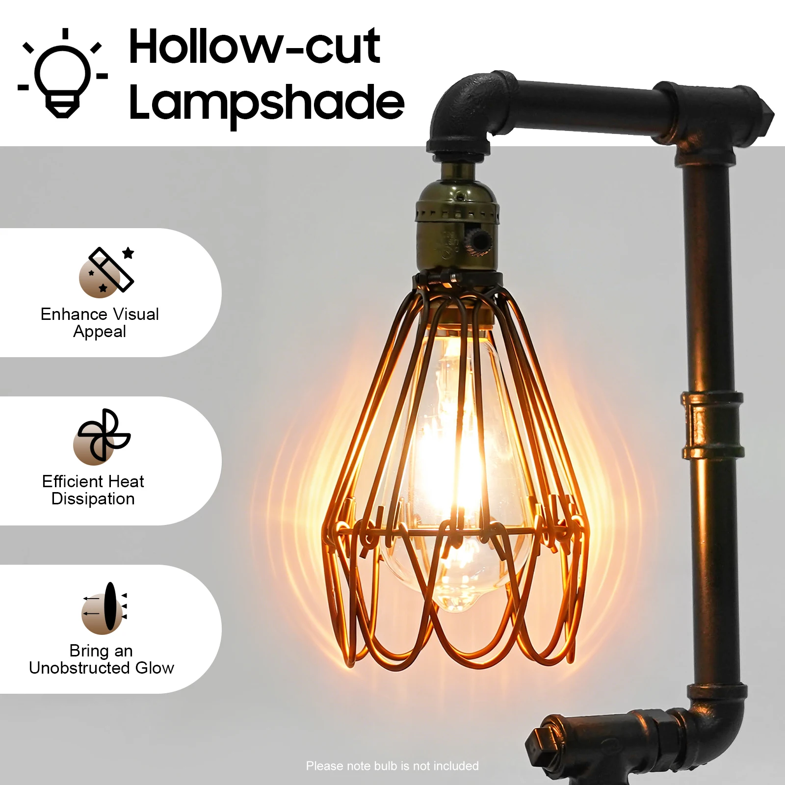 Retro Industrial Table Lamp Metal Water Pipe Desk Decor Lights Loft Study Room Bedroom Night Lighting Fixture 220V E27